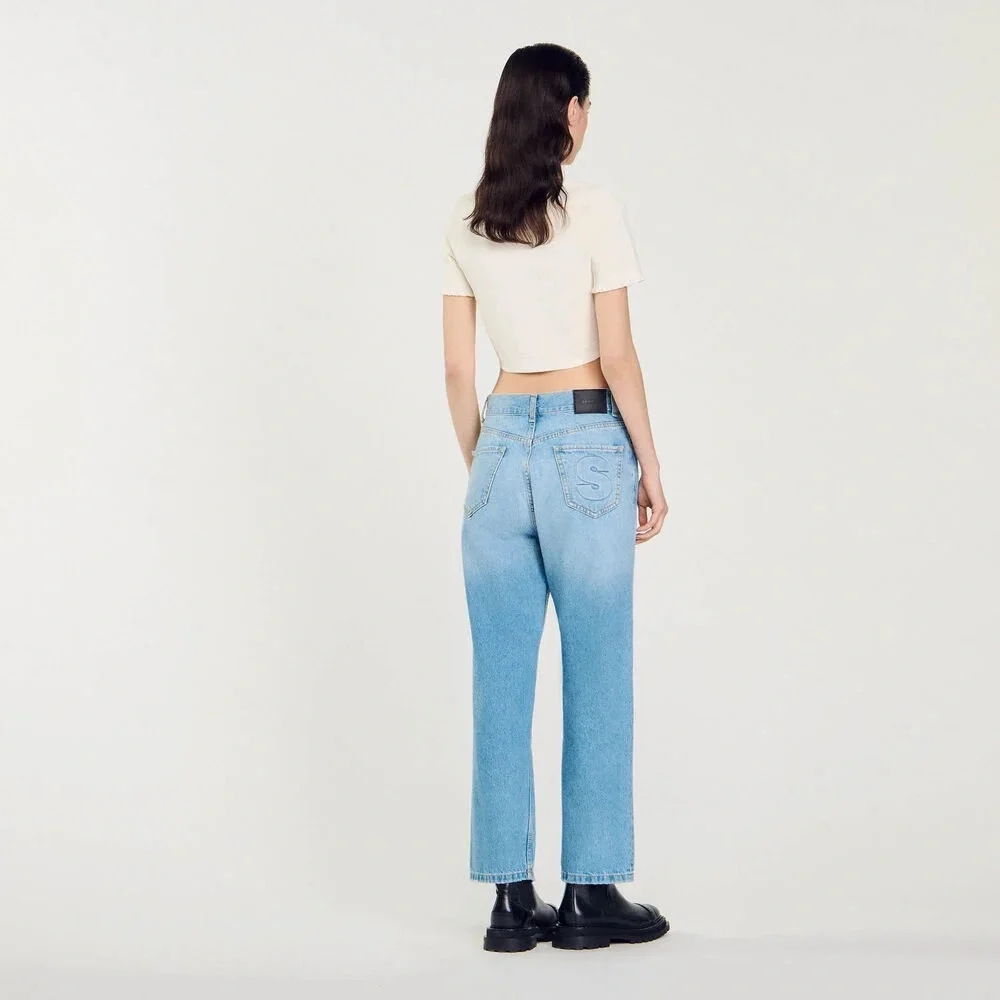 NWT Sandro Bibi Blue Straight-Leg Jeans w/ slight color transfer